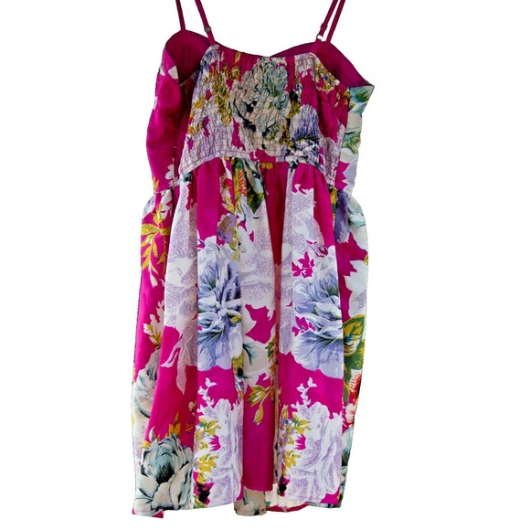 Anthropologie Band of Gypsies Pink Teal Abstract Floral Dress Womens Size Large - Picture 4 of 16